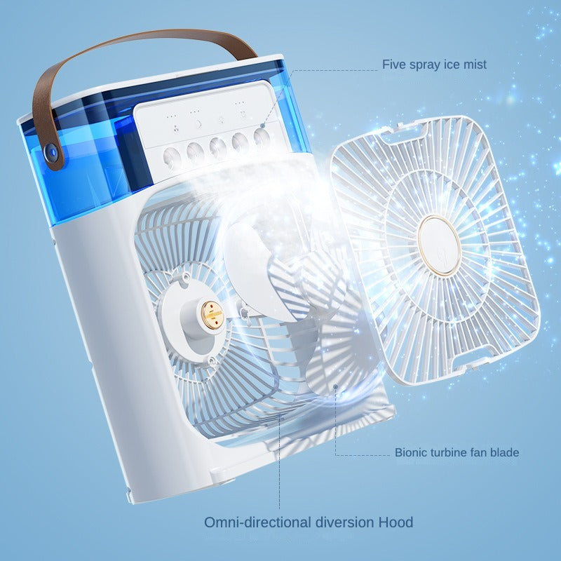 2-in-1 Portable Mist Cooling Fan with LED Night Light
