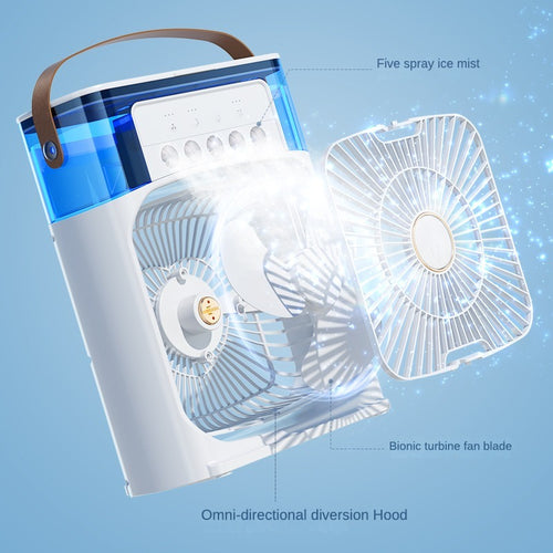 2-in-1 Portable Mist Cooling Fan with LED Night Light