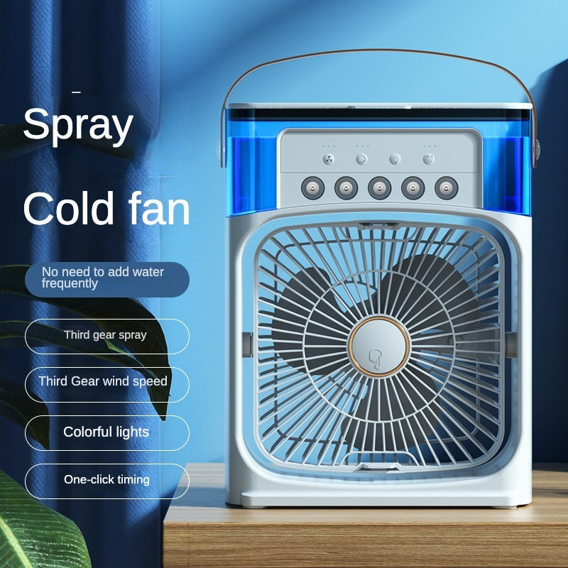2-in-1 Portable Mist Cooling Fan with LED Night Light