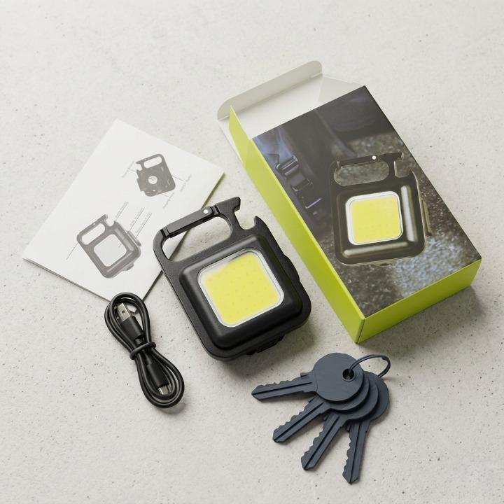 Rechargeable Mini COB Keychain Torch with Magnet
