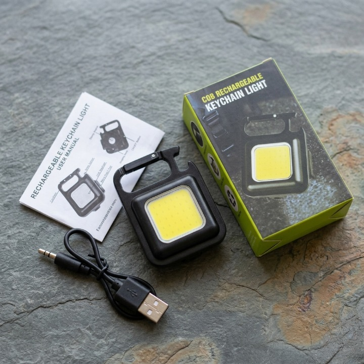 Rechargeable Mini COB Keychain Torch with Magnet