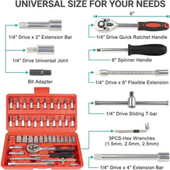 46 in 1 Screwdriver Tool Kit Socket Set